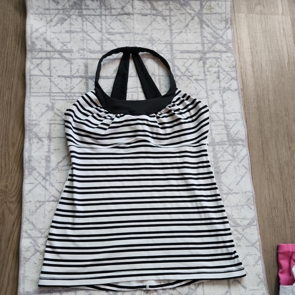 lululemon athletica Black and White Striped Top